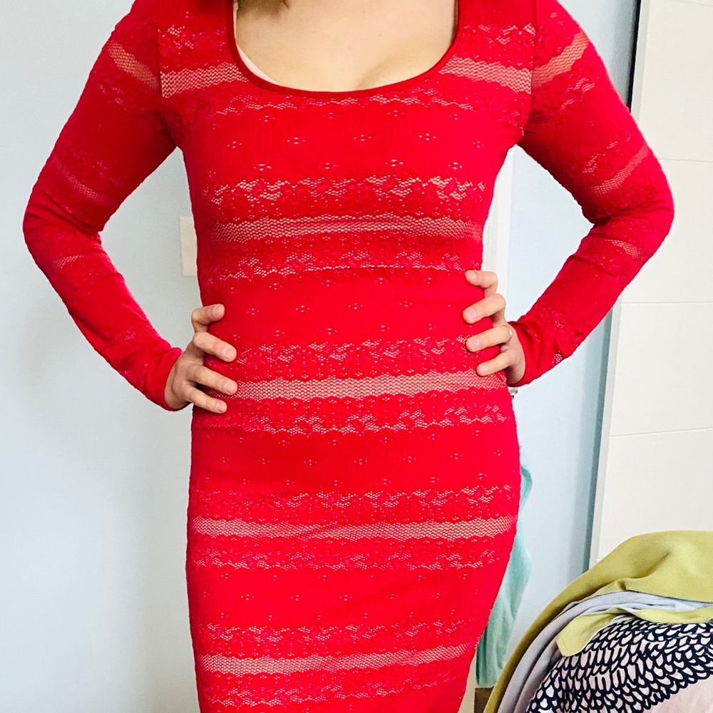 BCBGMaxAzria Lace Long Sleeve Dress